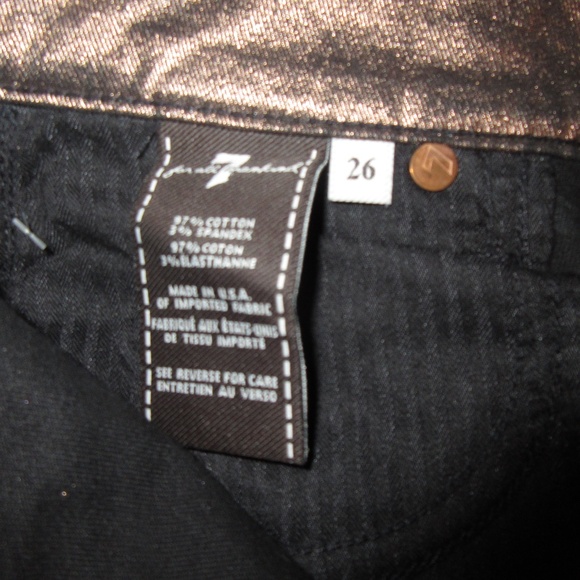 7 For All Mankind Metallic Bronze Skinny Jeans. - Picture 4 of 14